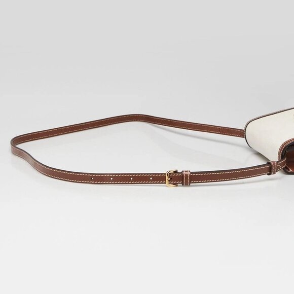 Burberry Brown/White Leather/Canvas Mini TB Shoulder Bag - Picture 4 of 10